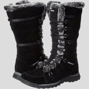 Skechers Women's Black Fur-Lined Grand Jams Unlimited Boots